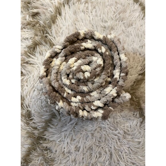 Cozy Handknit Mottled Scarf in Brown & White - Picture 8 of 10